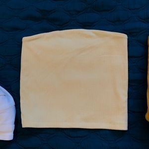 Pastel Yellow Ribbed Tube Top